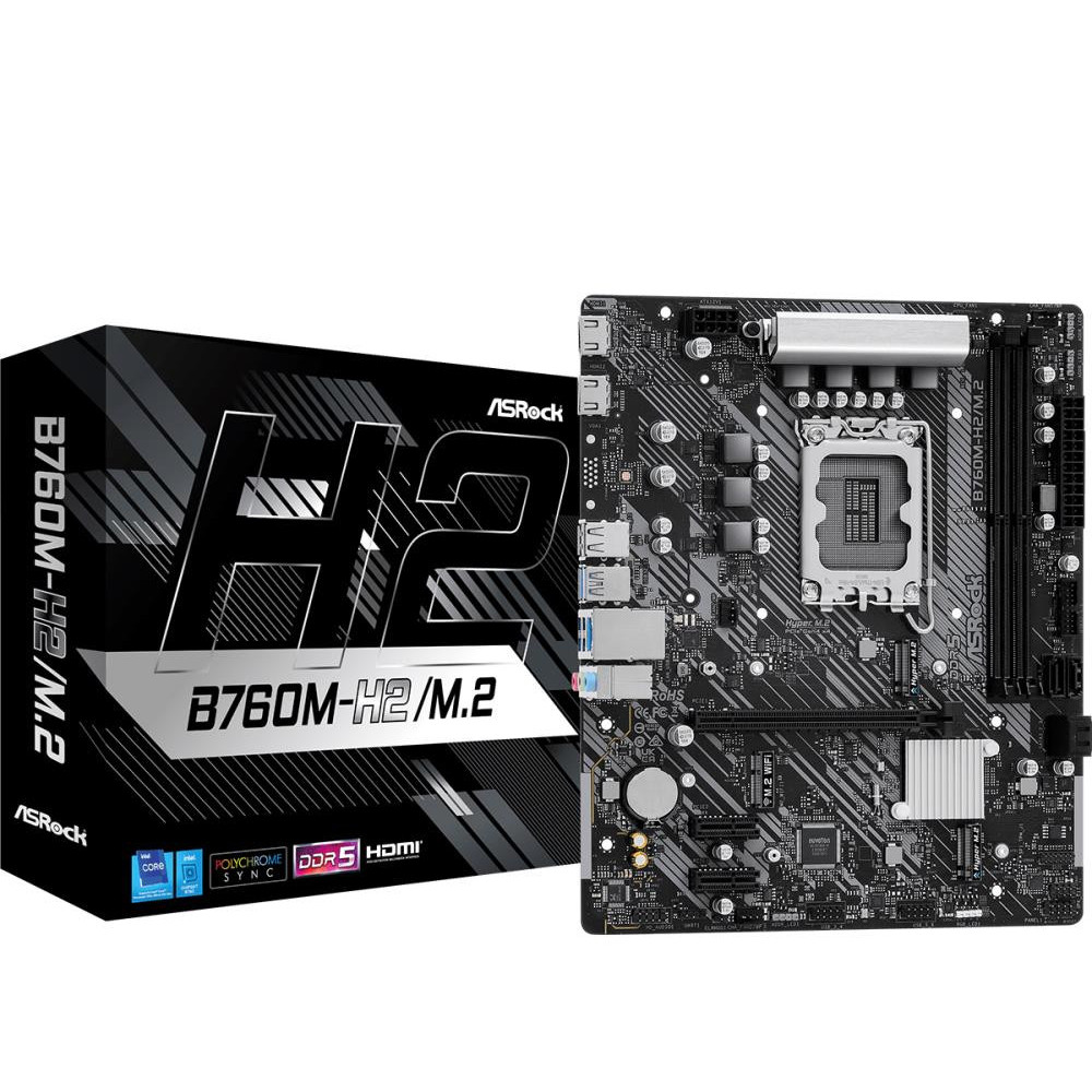 Mainboard|ASROCK|Intel B760 Express|LGA1700|Micro-ATX|Memory DDR5|Memory slots 2|2xPCI-Express 3.0 1x|1xPCI-Express 4.0