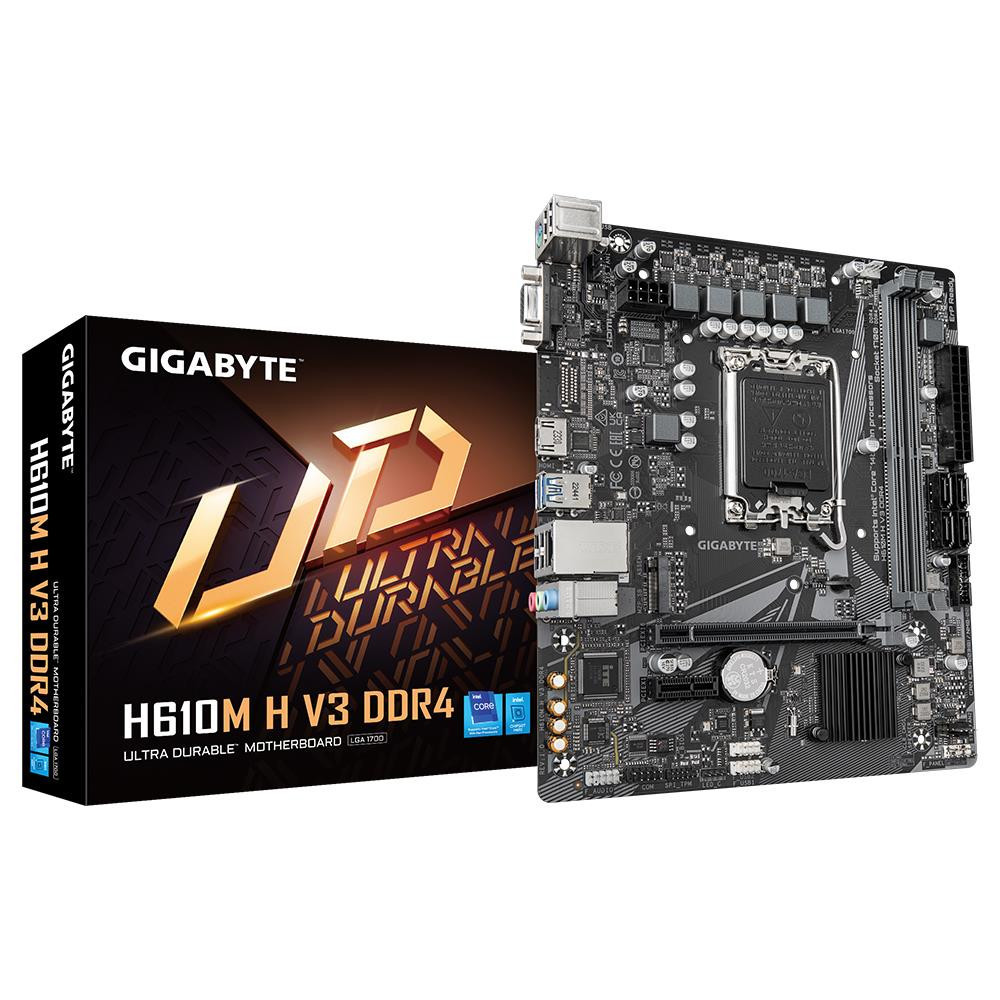 Mainboard|GIGABYTE|Intel H610|LGA1700|Micro-ATX|Memory DDR4|Memory slots 2|1xPCI-Express 3.0 1x|1xPCI-Express 4.0
