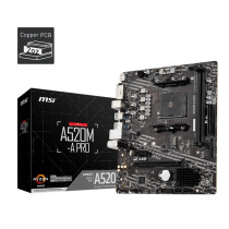 Mainboard|MSI|AMD A520|SAM4|MicroATX|1xPCI-Express 3.0 1x|1xPCI-Express 3.0 16x|1xM.2|Memory DDR4|Memory slots
