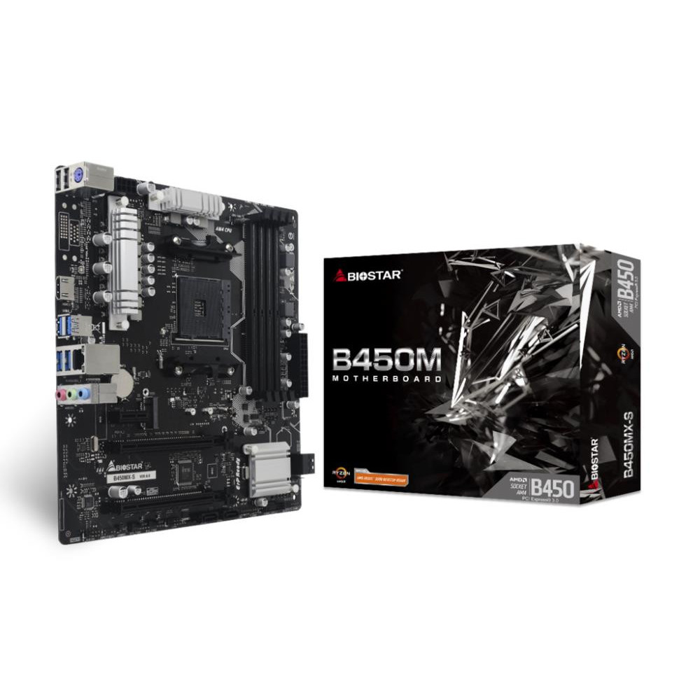 Mainboard|BIOSTAR|AMD B450|SAM4|Micro-ATX|Memory DDR4|Memory slots 4|1xPCI-Express 2.0 1x|1xPCI-Express 2.0 16x|1xPCI-Express