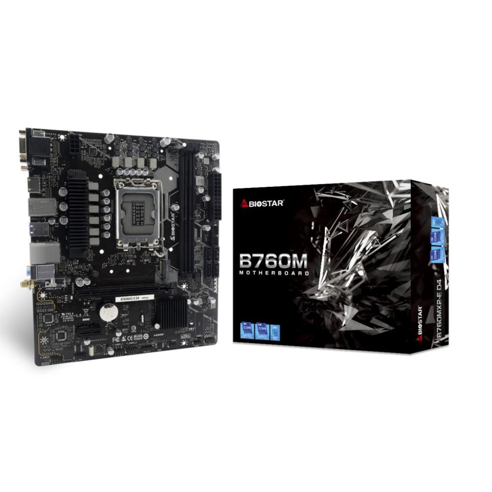 Mainboard|BIOSTAR|Intel B760 Express|Micro-ATX|Memory DDR4|Memory slots 2|1xPCI-Express 3.0 1x|1xPCI-Express 4.0