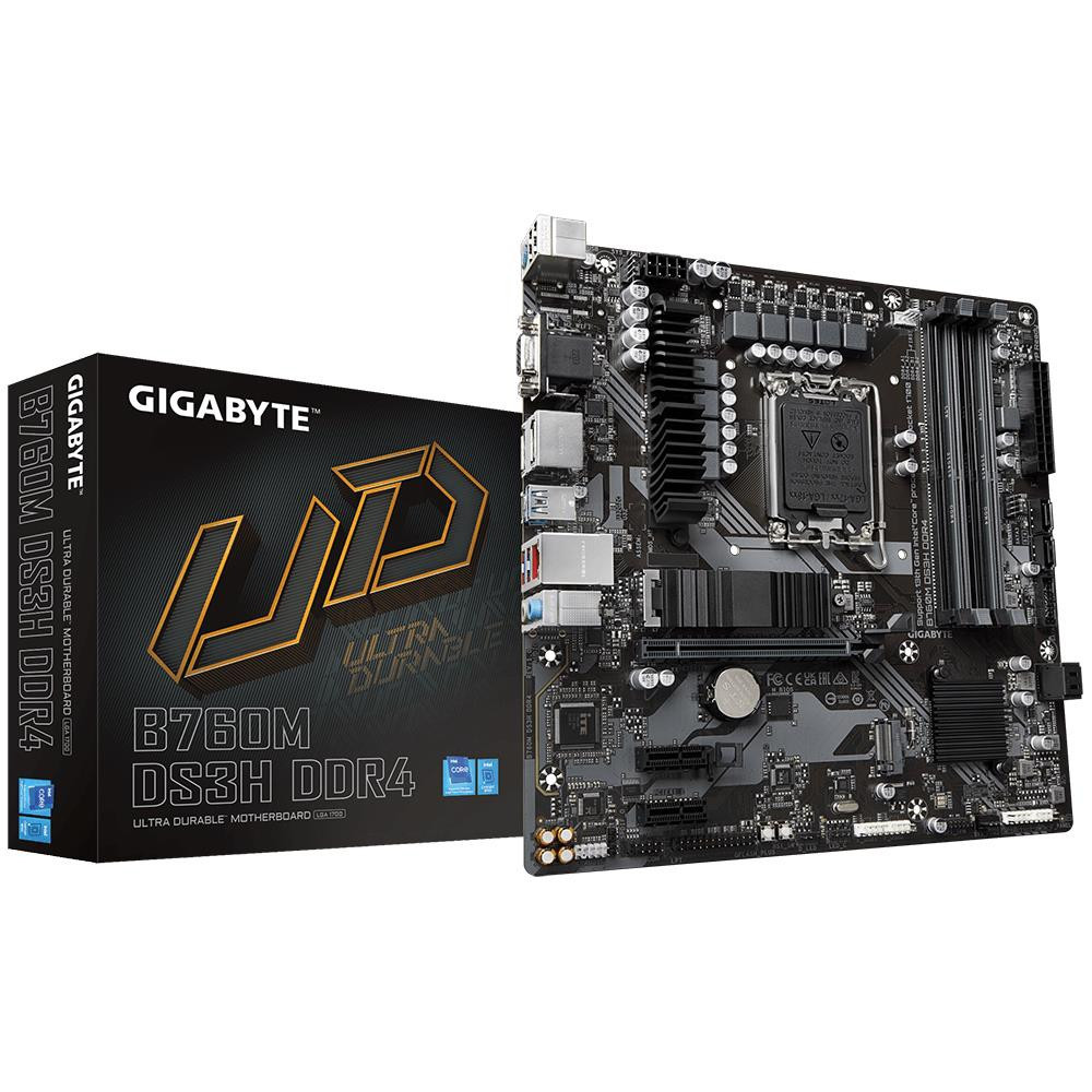 Mainboard|GIGABYTE|Intel B760 Express|LGA1700|Micro-ATX|Memory DDR4|Memory slots 4|2xPCI-Express 3.0 1x|1xPCI-Express 4.0