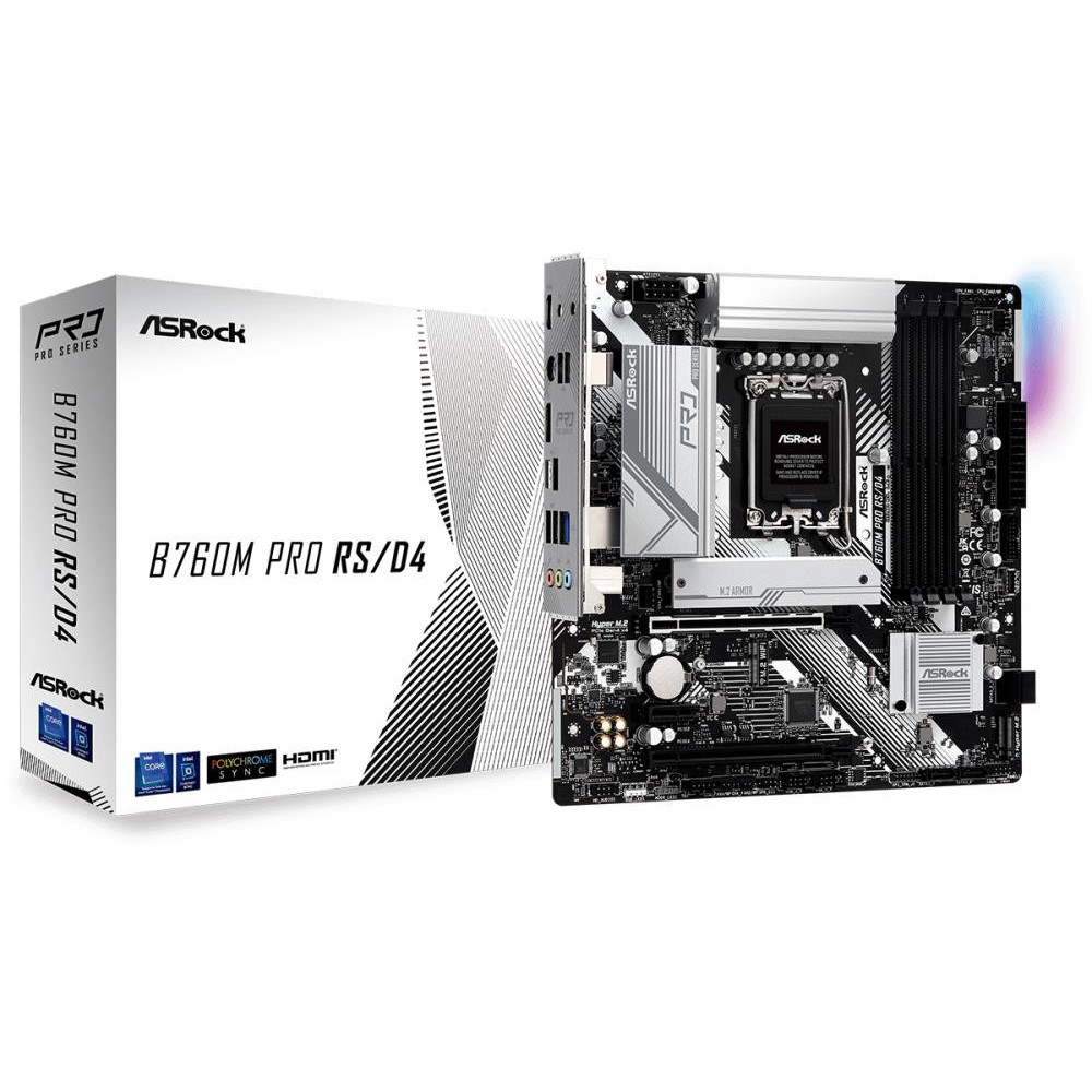 Mainboard|ASROCK|Intel B760 Express|LGA1700|Micro-ATX|Memory DDR4|Memory slots 4|1xPCI-Express 4.0 1x|2xPCI-Express 4.0