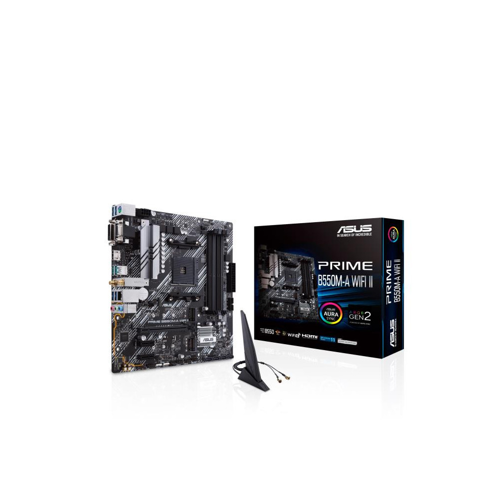 Asus | PRIME B550M-A WIFI II | Processor family AMD | Processor socket AM4 | DDR4 DIMM | Memory slots 4 | Supported hard disk