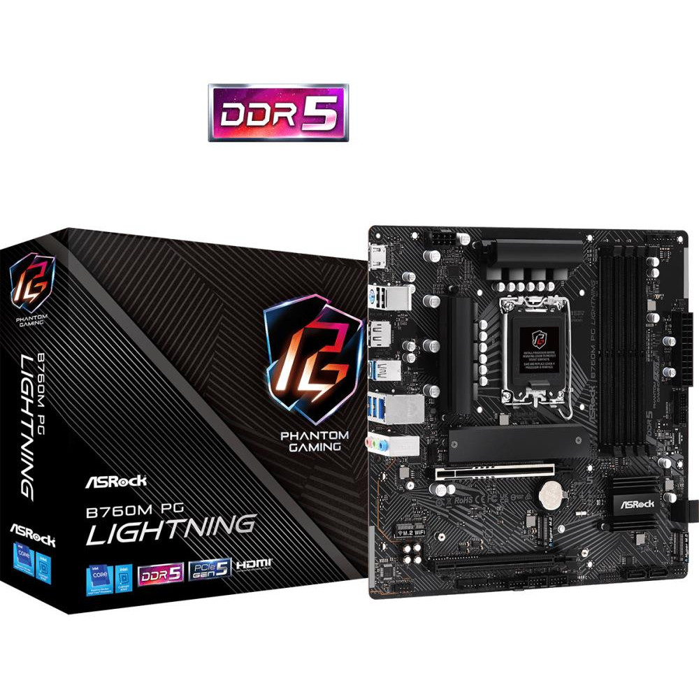 Mainboard|ASROCK|Intel B760 Express|LGA1700|Micro-ATX|Memory DDR5|Memory slots 4|1xPCI-Express 3.0 16x|1xPCI-Express 5.0