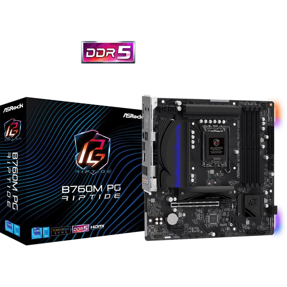 Mainboard|ASROCK|Intel B760 Express|LGA1700|Micro-ATX|Memory DDR5|Memory slots 4|1xPCI-Express 4.0 1x|1xPCI-Express 4.0