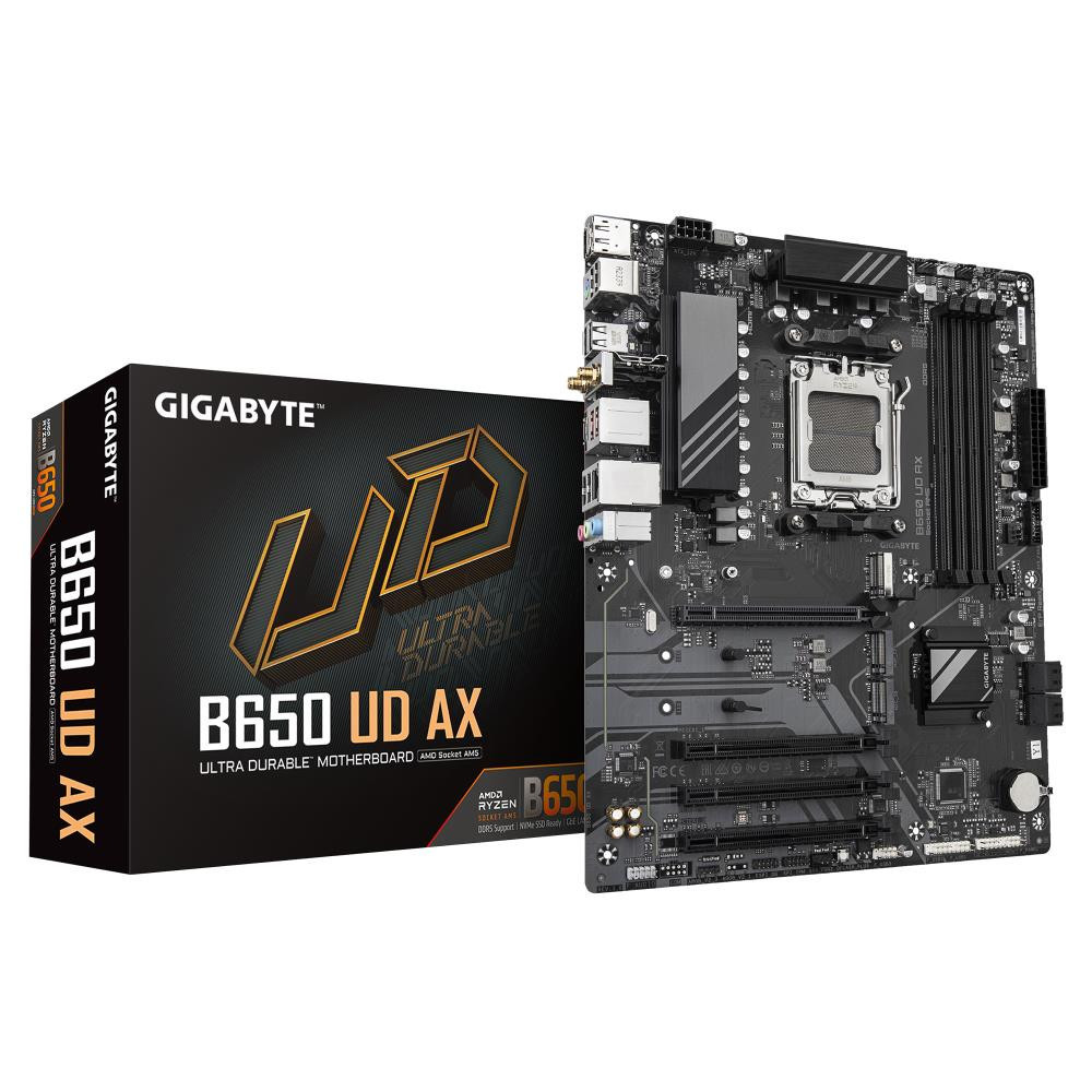 Gigabyte B650 UD AX | Processor family AMD Ryzen | Processor socket AM5 | DDR5 | Number of SATA connectors 4
