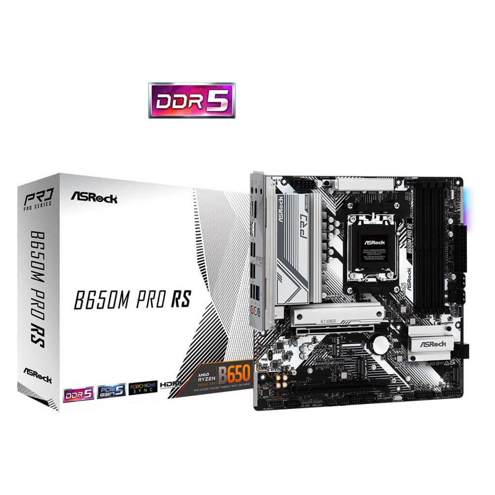 ASROCK MB Desktop B650M PRO RS, AM5, 4x DDR5, 1x PCIe 4.0 x16, 1x PCIe 3.0 x16, 1x Blazing M.2(PCIe Gen5x4), 1x Hyper M.2, 4x