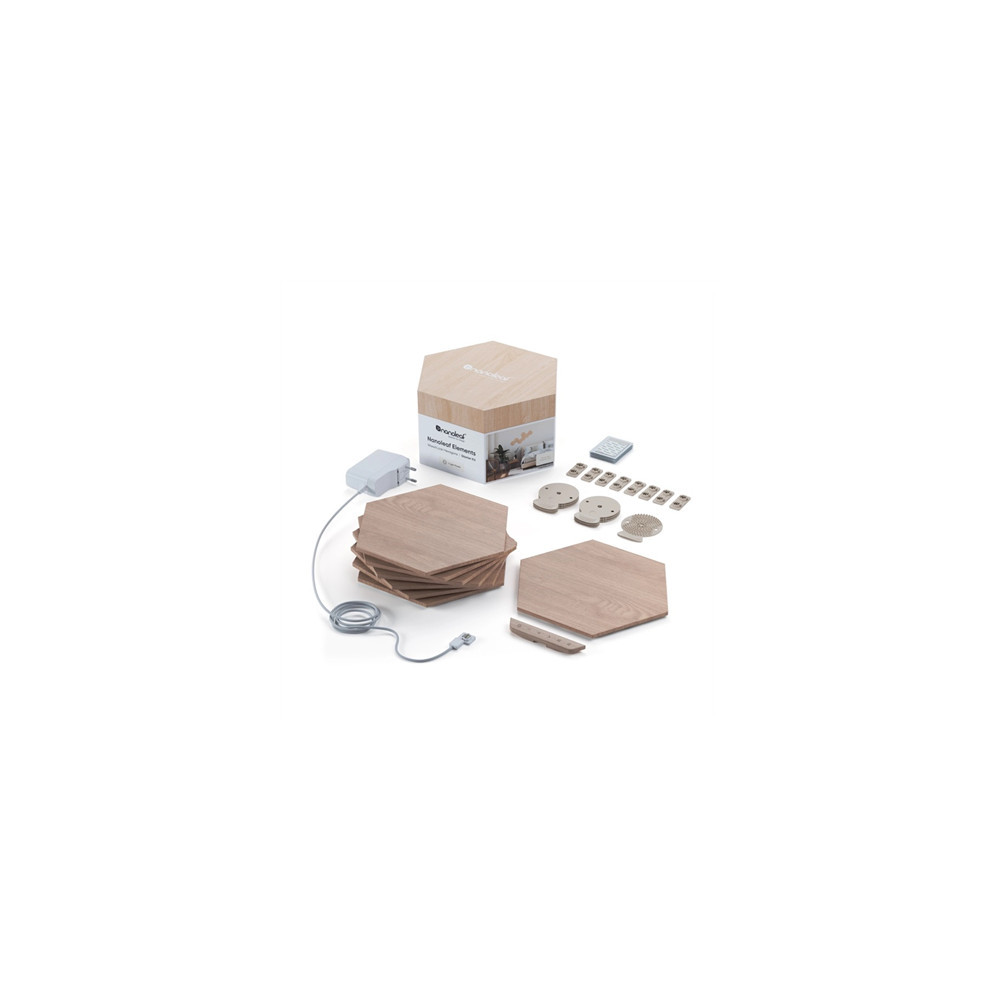 Nanoleaf|Elements Wood Look Hexagons Starter Kit (13 panels)|Cool White + Warm White
