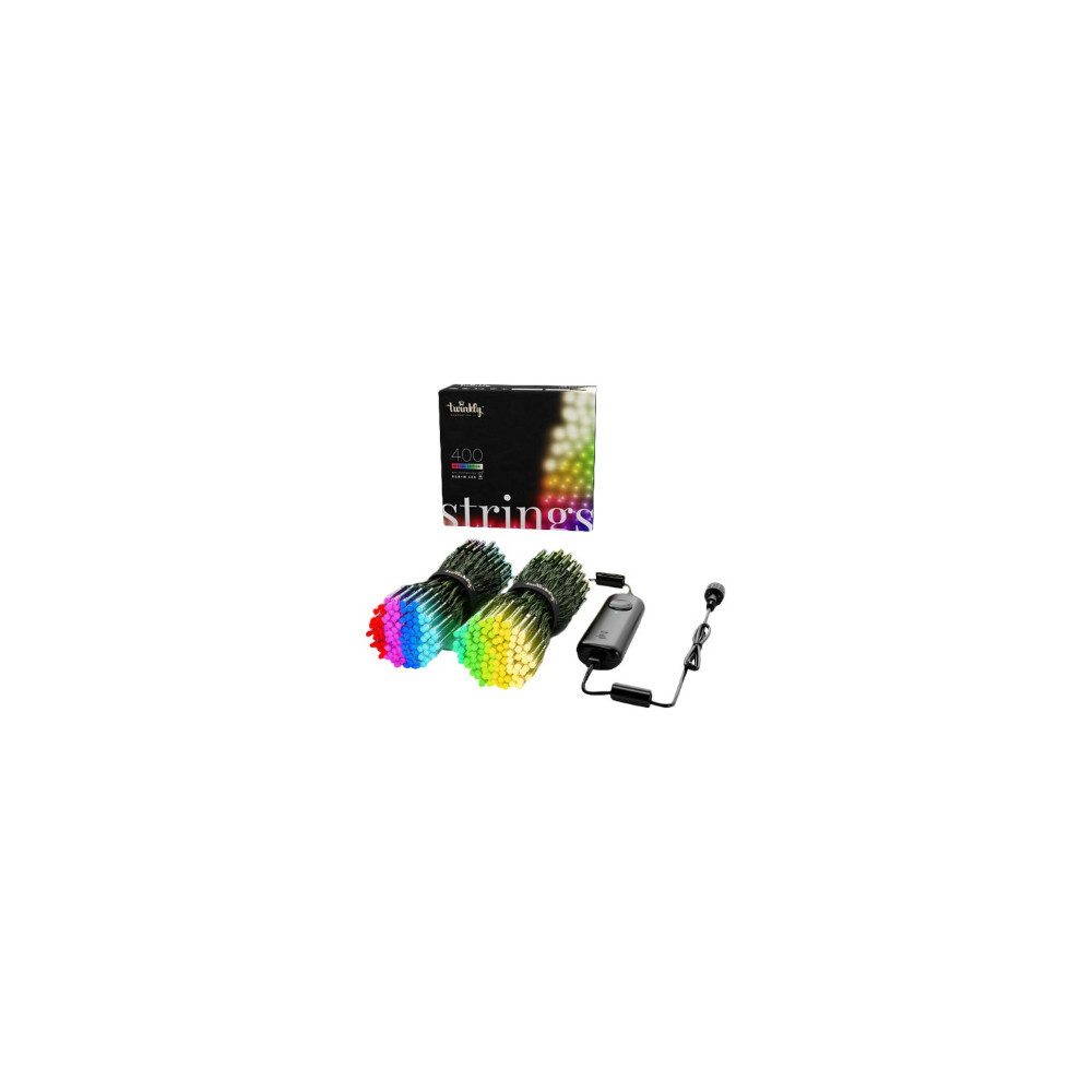 Twinkly|Strings Smart LED Lights 400 RGBW (Multicolor + White), 32m, Black wire|RGBW – 16M+ colors + Warm white