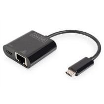 Digitus | USB-Type-C Gigabit Ethernet Adapter + PD with power delivery function | DN-3027 | Black | USB-C port to a Gigabit