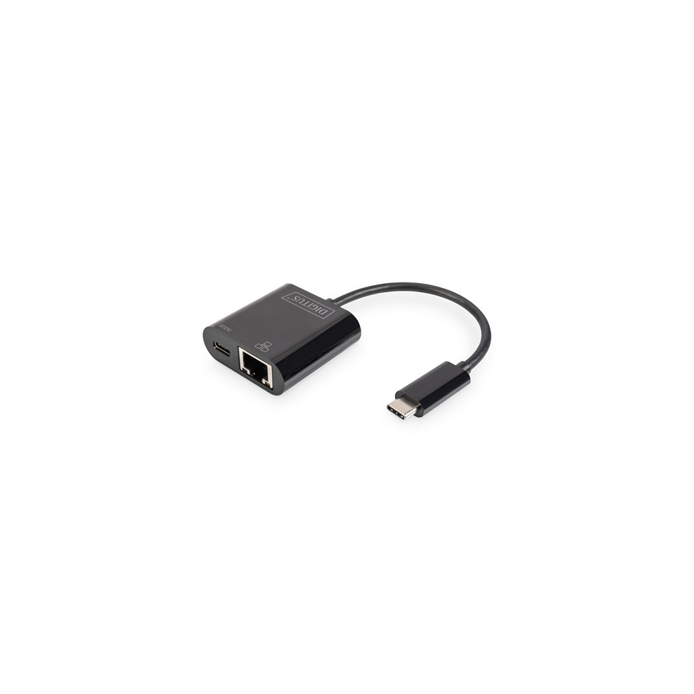 Digitus | USB-Type-C Gigabit Ethernet Adapter + PD with power delivery function | DN-3027 | Black | USB-C port to a Gigabit