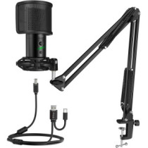FIFINE|T683|Black|(Juodas)|Komplektas:|Kondensatorinis|Mikrofonas|+