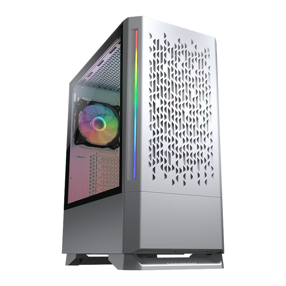 COUGAR | MX430 Air RGB White | PC Case | Mid Tower / Air Vents Front Panel with ARGB strips / 3 x ARGB Fans / 4mm TG Left Panel