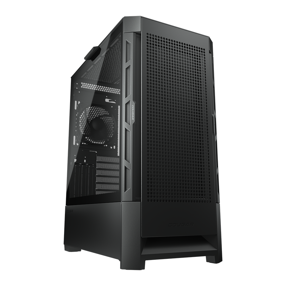 COUGAR | Case Airface Black | PC Case | Mid Tower / Mesh Front Panel / 1 x 120mm Fan / TG Left Panel / Black