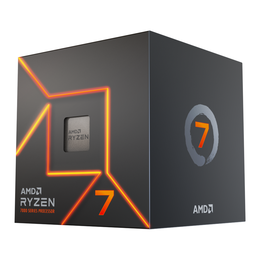 AMD CPU Desktop Ryzen 7 8C/16T 7700 (5.3GHz Max, 40MB,65W,AM5) box, with Radeon Graphics and Wraith Prism Cooler