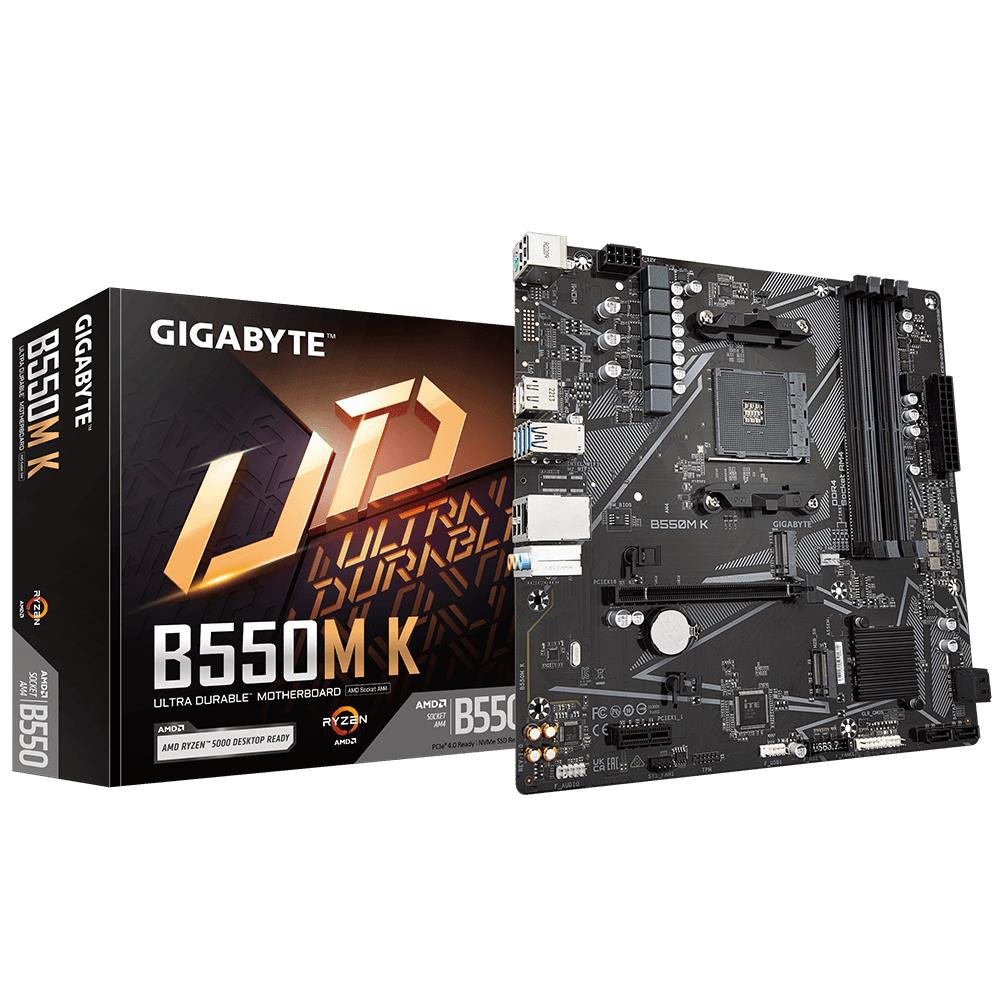 Mainboard|GIGABYTE|AMD B550|SAM4|Micro-ATX|Memory DDR4|Memory slots 4|1xPCI-Express 3.0 1x|1xPCI-Express 4.0