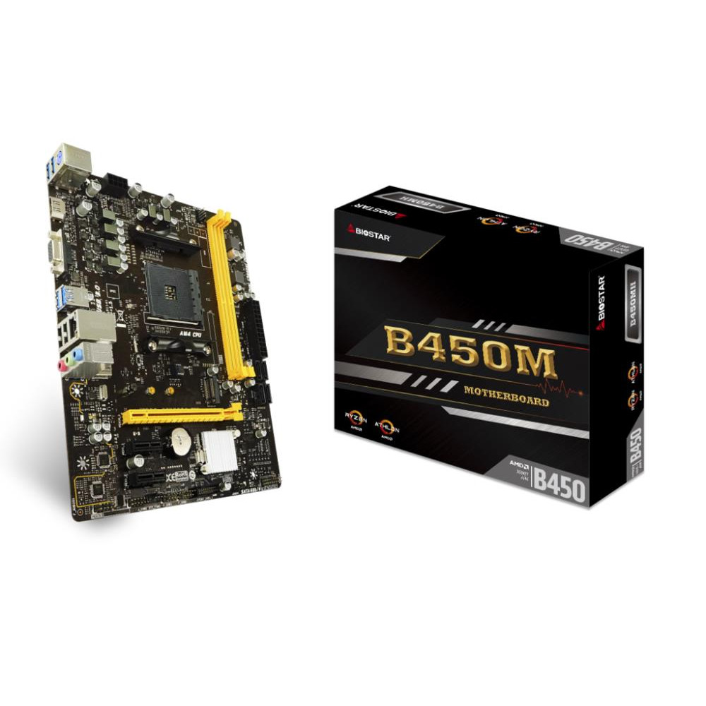 Mainboard|BIOSTAR|AMD B450|SAM4|MicroATX|Memory DDR4|Memory slots 2|2xPCI-Express 2.0 1x|1xPCI-Express 3.0 16x|1xM.2|1x15pin