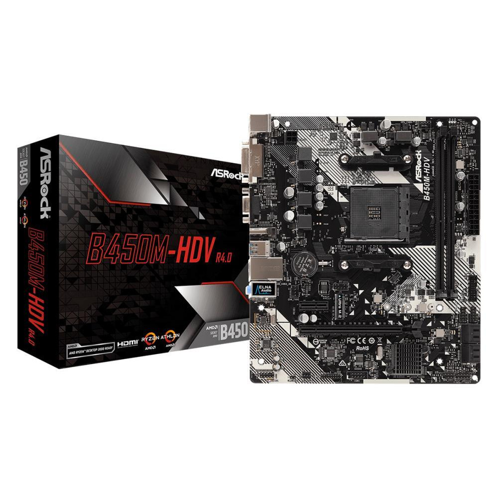 Mainboard|ASROCK|AMD B450|SAM4|Micro-ATX|Memory DDR4|Memory slots 2|1xPCI-Express 2.0 1x|1xPCI-Express 3.0 16x|1xM.2|1x15pin
