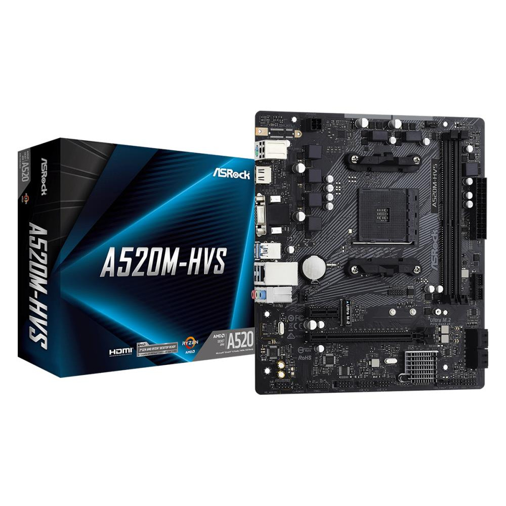 Mainboard|ASROCK|AMD A520|SAM4|Micro-ATX|Memory DDR4|Memory slots 2|1xPCI-Express 3.0 1x|1xPCI-Express 3.0 16x|1xM.2|1x15pin