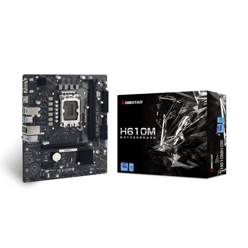 Mainboard|BIOSTAR|Intel H610|LGA1700|Micro-ATX|Memory DDR5|Memory slots 2|1xPCI-Express 3.0 1x|1xPCI-Express 4.0