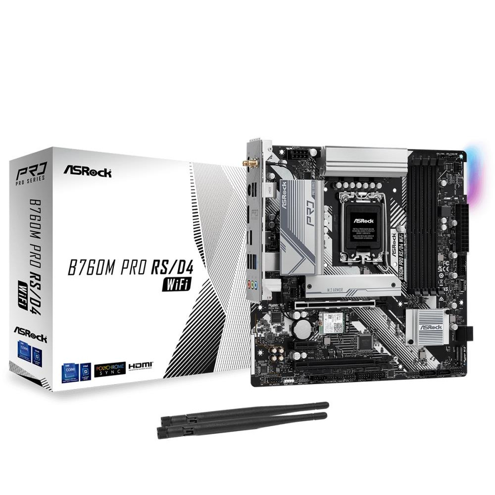 Mainboard|ASROCK|Intel B760 Express|LGA1700|Micro-ATX|Memory DDR4|Memory slots 4|1xPCI-Express 4.0 1x|2xPCI-Express 4.0