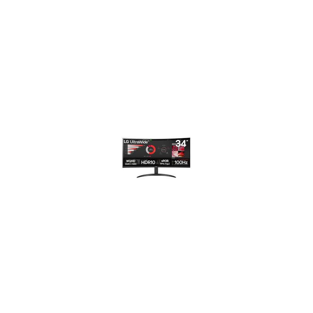 LCD Monitor|LG|34"|Curved/21 : 9|Panel VA|3440x1440|21:9|100 Hz|5 ms|Tilt|34WR50QK-B